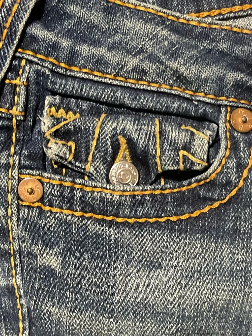 Vintage True Religion Becky Big T Bootcut Jeans Sz 25 Made in USA Y2K Low Rise - Picture 6 of 9